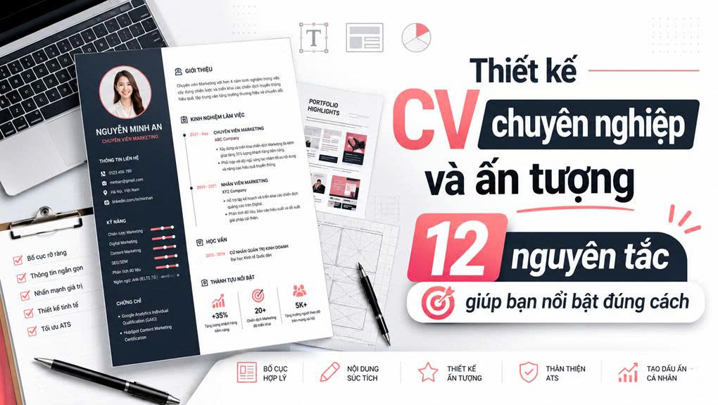 Thiết kế CV chuyên nghiệp và ấn tượng: 12 nguyên tắc giúp bạn nổi bật đúng cách